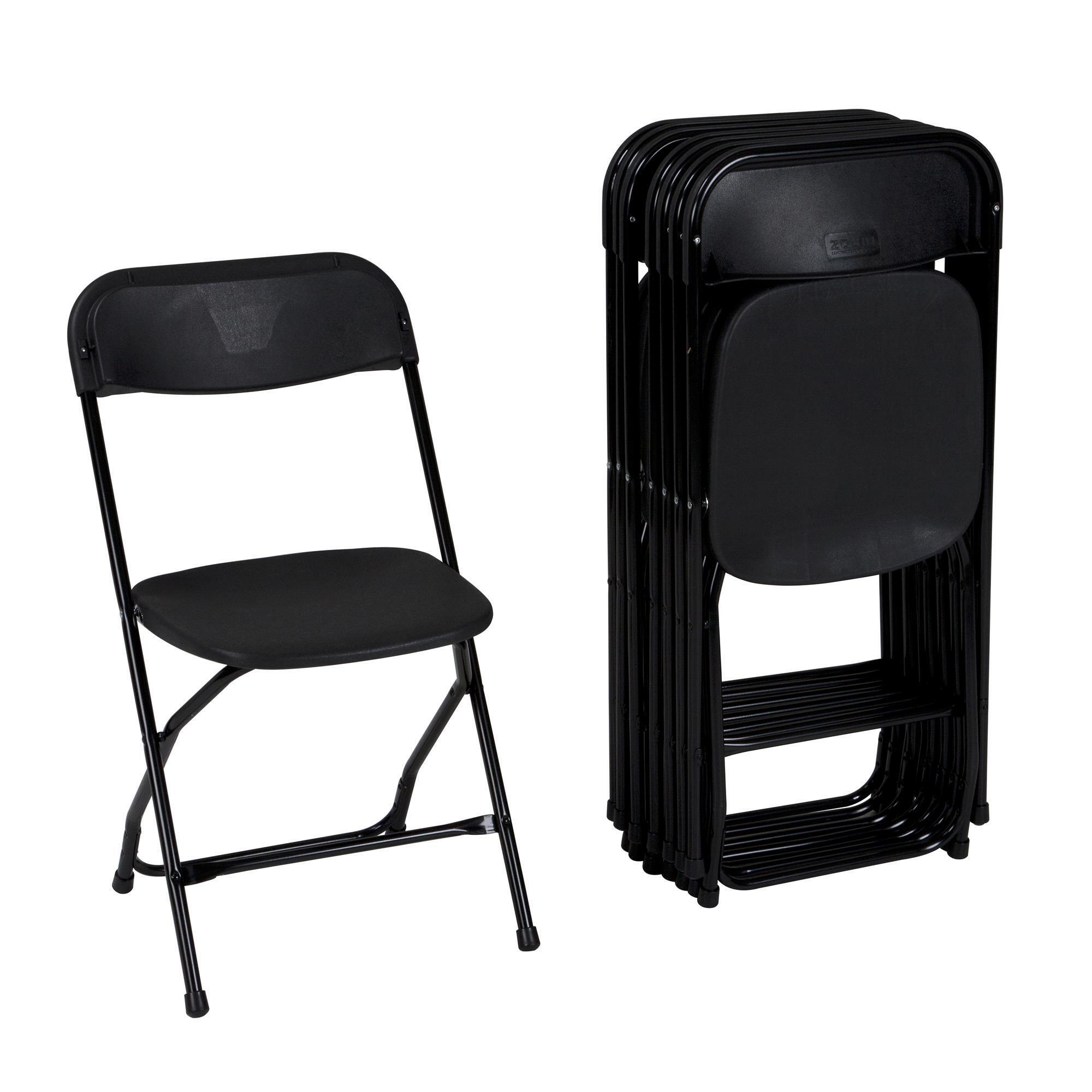 ZOWN Black, 8 Plastic Folding Stacking Chairs, Model# 60540BLK8E